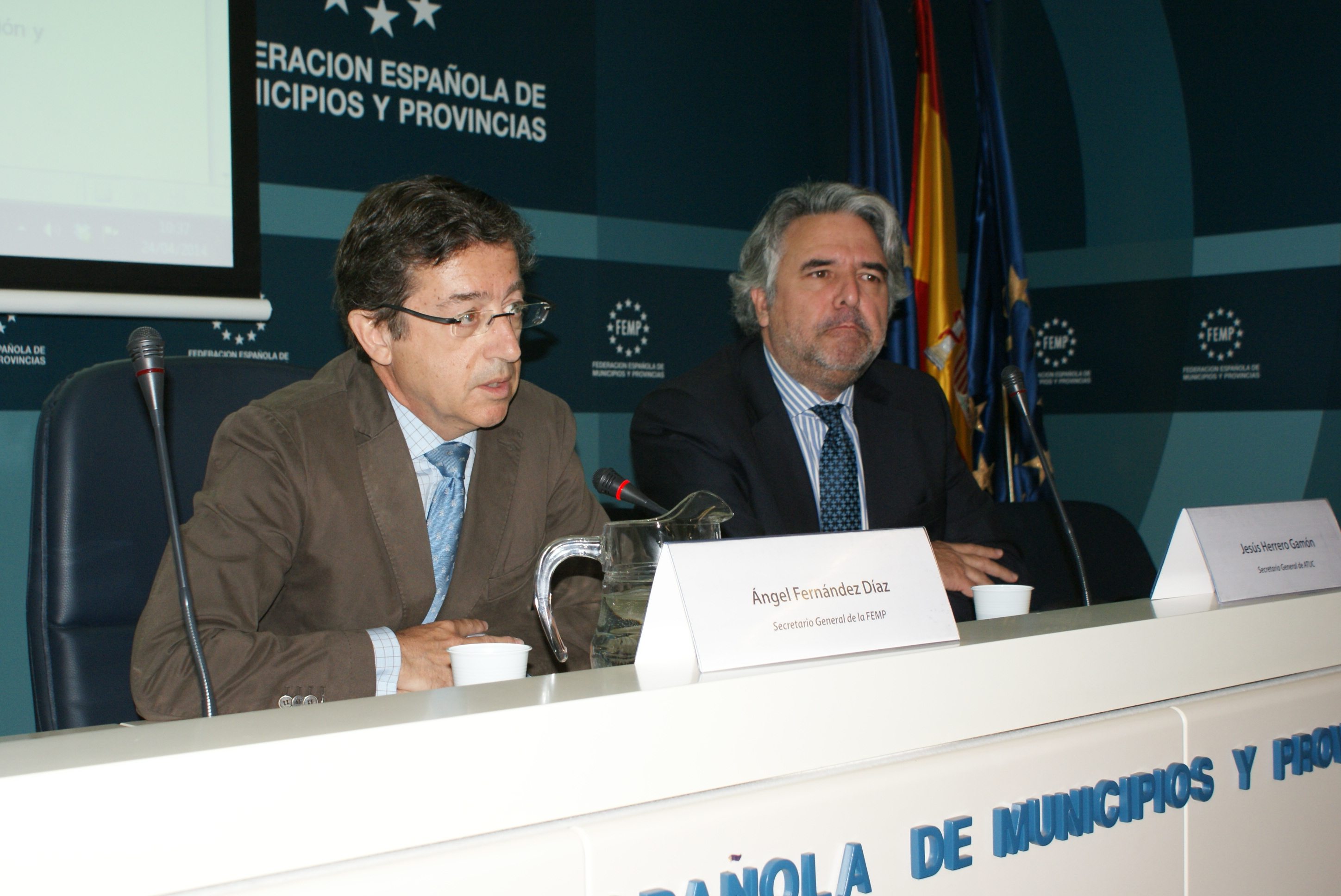 Los Secretarios Generales de la FEMP y de ATUC, en la apertura de la jornada